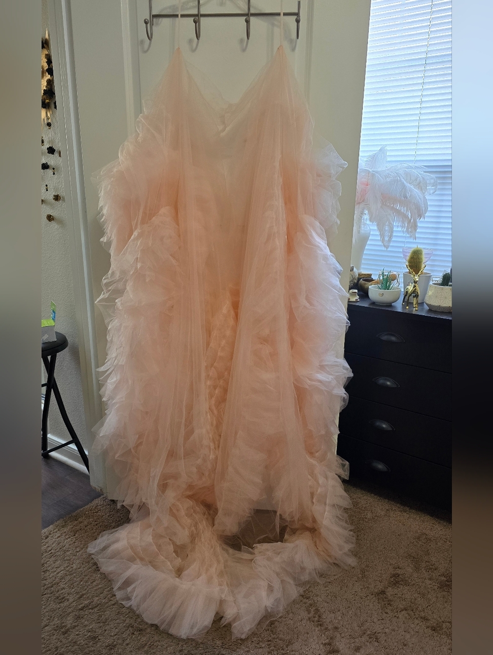 Blush Pink Tulle Gown Robe